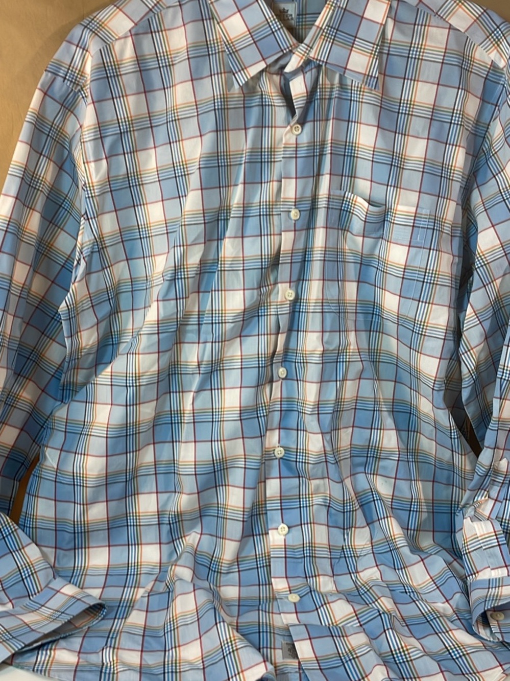 Men's Peter Millar Blue Plaid Button-Down Long Sleeve Shirt
